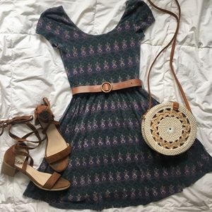 Printed cap sleeve dress